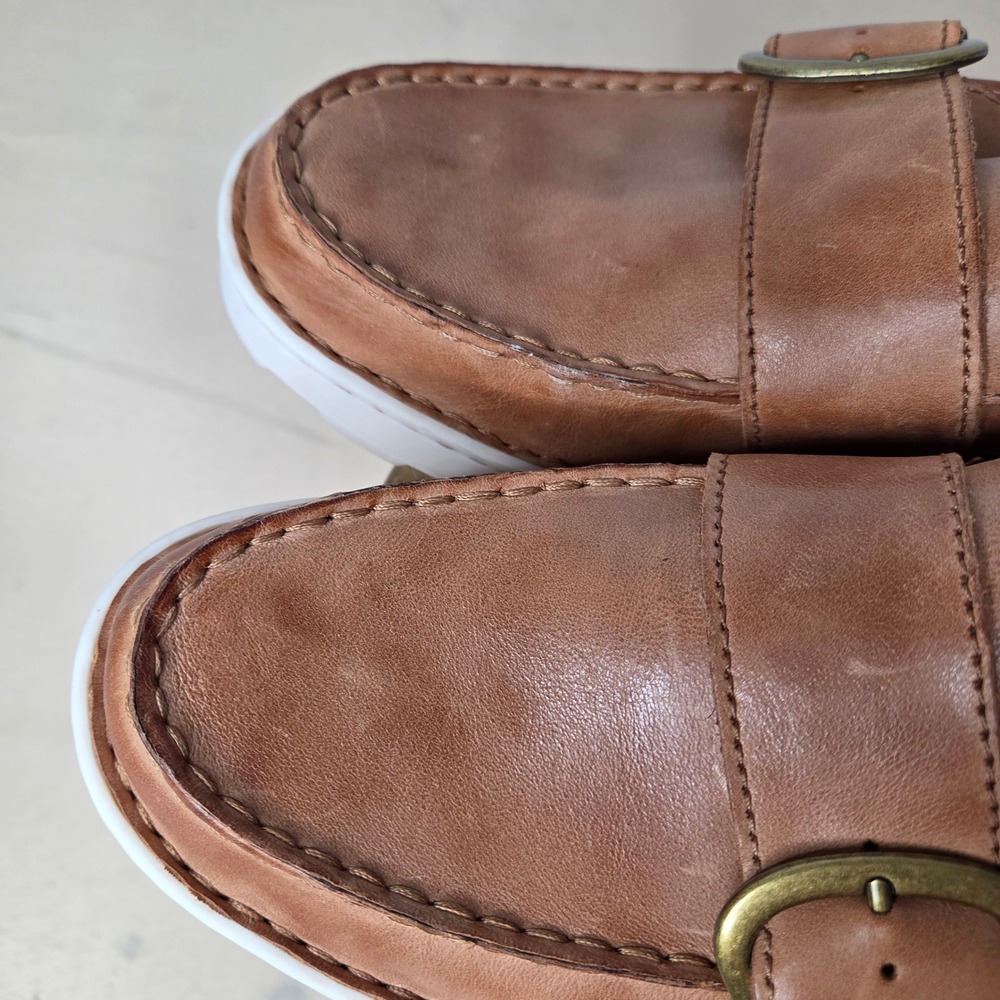 Born Contessa Tan Leather Platform Loafers Buckle Strap Lug Sole Shoes Womens 9M - Picture 6 of 15